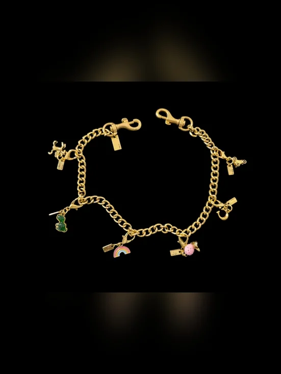 Letter "C" Gold-Tone Bag Chain with Multicolor Enamel Accents - Picture 2 of 6